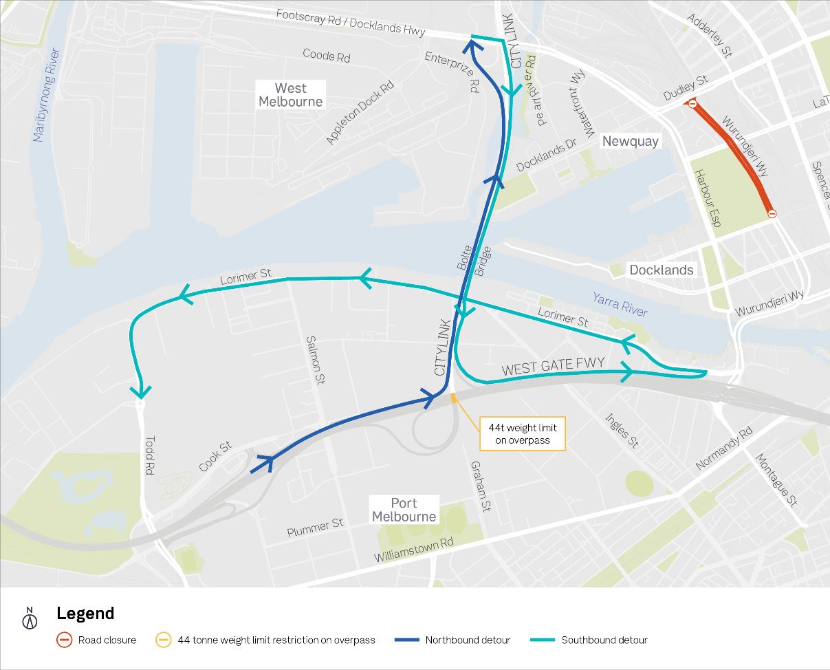 West Gate Tunnel Project: Wurundjeri Way Closure - HV Detour Via Bolte ...