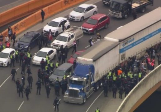 Butler Freight truck targetted by protesters