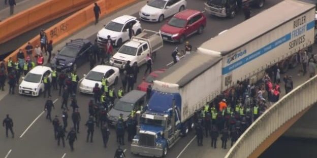 Butler Freight truck targetted by protesters