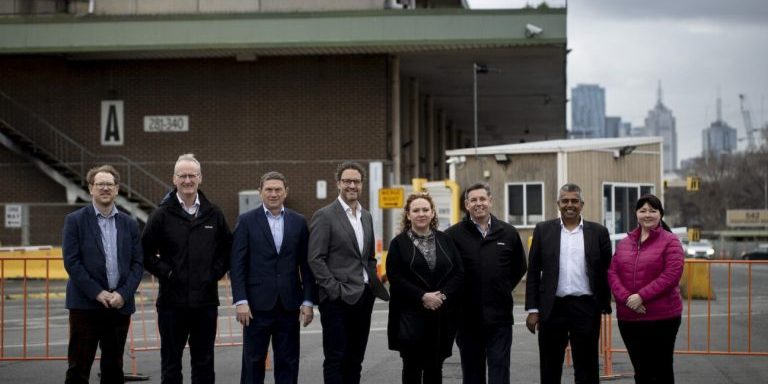 Monday 26th August 2024.
Port of Melbourne.
The Hon. Melissa Horne MP announces the lease of the site to Port of Melbourne.
(L-R) Andrew Newman, James O’Brien, Brett McKenzie, Saul Cannon, CEO of The Port of Melbourne, The Hon. Melissa Horne MP, Chris Olds, Praveen Reddy and Jennifer Hall.
Photograph by Arsineh Houspian.